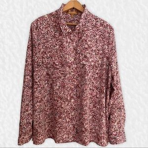 Ellen Tracy Pink Speckled Button Down Blouse